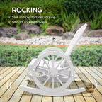 Wooden Rocking Chair, Adirondack Rocker Chair w/ Slatted Design and Oversized Back, for Porch, and Garden