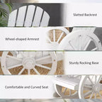 Wooden Rocking Chair, Adirondack Rocker Chair w/ Slatted Design and Oversized Back, for Porch, and Garden