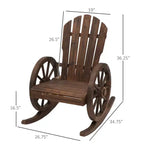 Wooden Rocking Chair, Adirondack Rocker Chair w/ Slatted Design and Oversized Back, for Porch, and Garden