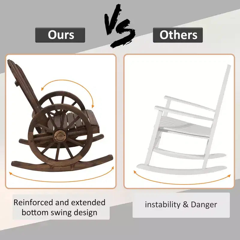 Wooden Rocking Chair, Adirondack Rocker Chair w/ Slatted Design and Oversized Back, for Porch, and Garden