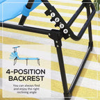 2 Pcs Outdoor Lounge Chair, 4 Position Adjustable Backrest, Folding, Cushioned w/ Sun Shade Roof & Pillow