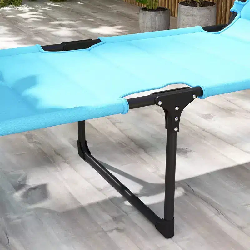 2 Pcs Outdoor Lounge Chair, 4 Position Adjustable Backrest, Folding, Cushioned w/ Sun Shade Roof & Pillow