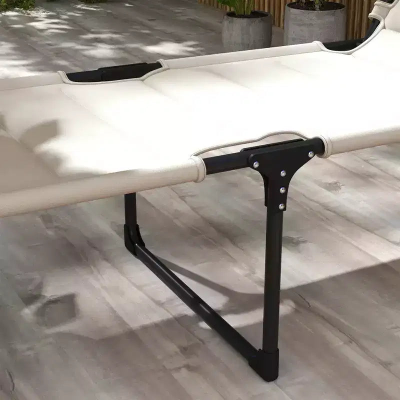 2 Pcs Outdoor Lounge Chair, 4 Position Adjustable Backrest, Folding, Cushioned w/ Sun Shade Roof & Pillow