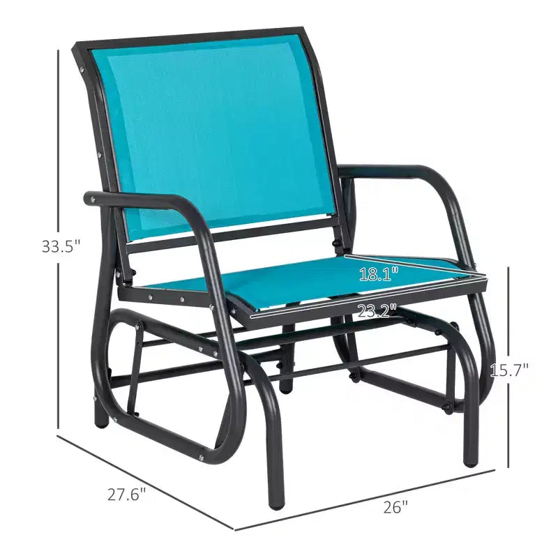 Sedia a dondolo per esterni a 2 posti, sedia a dondolo in acciaio con braccioli curvi per portico, giardino, bordo piscina, balcone
