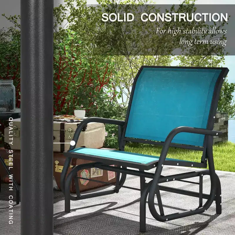 Sedia a dondolo per esterni a 2 posti, sedia a dondolo in acciaio con braccioli curvi per portico, giardino, bordo piscina, balcone