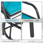Sedia a dondolo per esterni a 2 posti, sedia a dondolo in acciaio con braccioli curvi per portico, giardino, bordo piscina, balcone