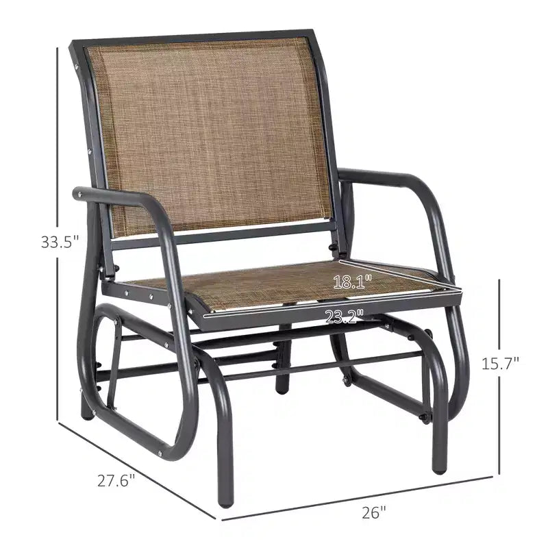 Sedia a dondolo per esterni a 2 posti, sedia a dondolo in acciaio con braccioli curvi per portico, giardino, bordo piscina, balcone