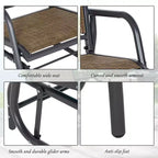 Sedia a dondolo per esterni a 2 posti, sedia a dondolo in acciaio con braccioli curvi per portico, giardino, bordo piscina, balcone