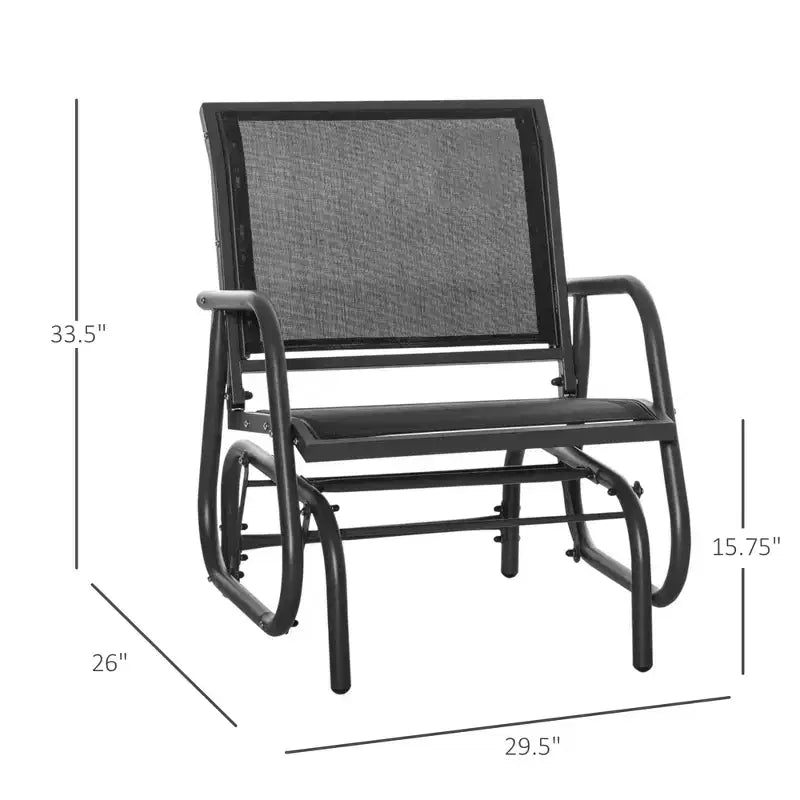 Sedia a dondolo per esterni a 2 posti, sedia a dondolo in acciaio con braccioli curvi per portico, giardino, bordo piscina, balcone