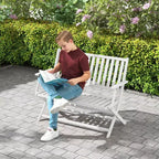 2-Person Foldable Wood Outdoor Bench with Backrest and Armrests for Garden, Porch, Park, Balcony