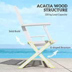 2-Person Foldable Wood Outdoor Bench with Backrest and Armrests for Garden, Porch, Park, Balcony
