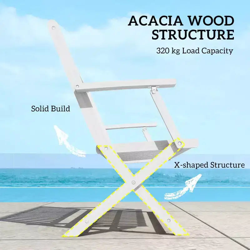 2-Person Foldable Wood Outdoor Bench with Backrest and Armrests for Garden, Porch, Park, Balcony
