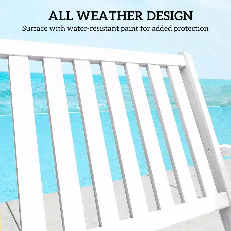2-Person Foldable Wood Outdoor Bench with Backrest and Armrests for Garden, Porch, Park, Balcony