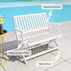 2-Person Foldable Wood Outdoor Bench with Backrest and Armrests for Garden, Porch, Park, Balcony