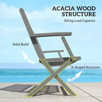 2-Person Foldable Wood Outdoor Bench with Backrest and Armrests for Garden, Porch, Park, Balcony