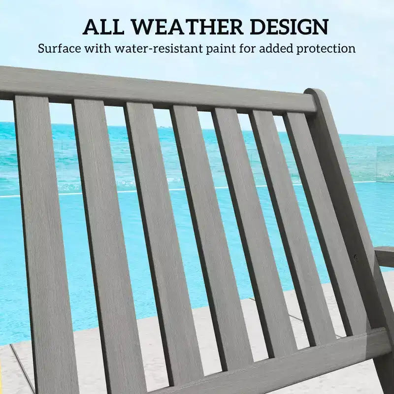 2-Person Foldable Wood Outdoor Bench with Backrest and Armrests for Garden, Porch, Park, Balcony