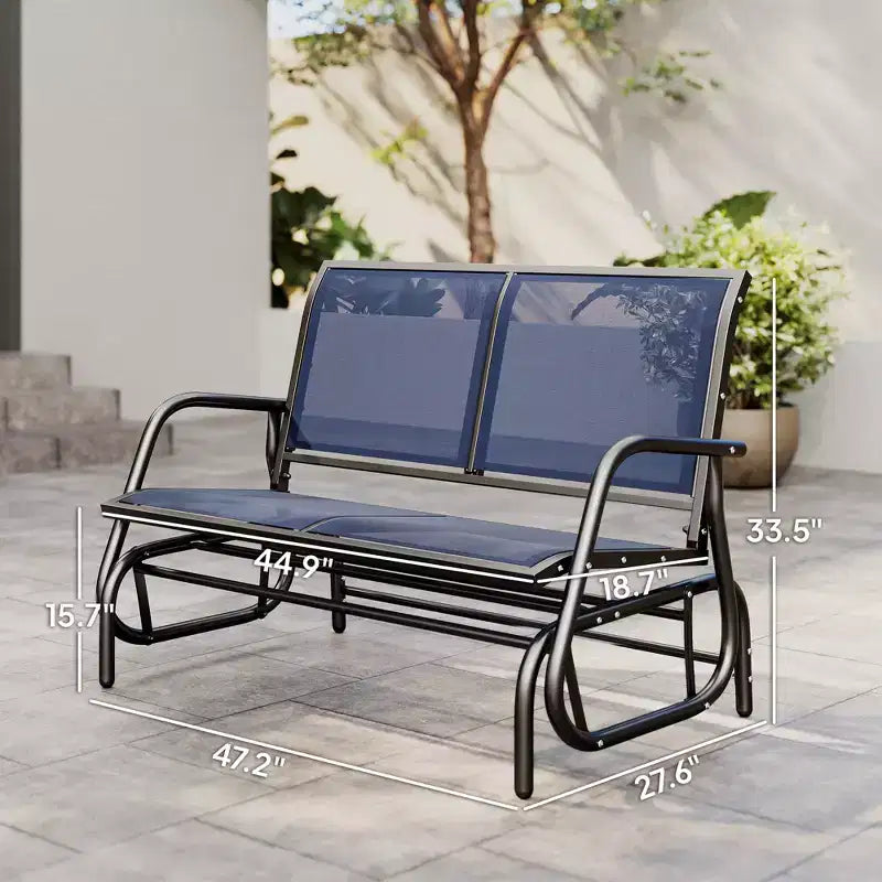 Panca a dondolo per esterni a 2 posti, sedia a dondolo doppia per patio con struttura in acciaio verniciato a polvere per giardino e portico