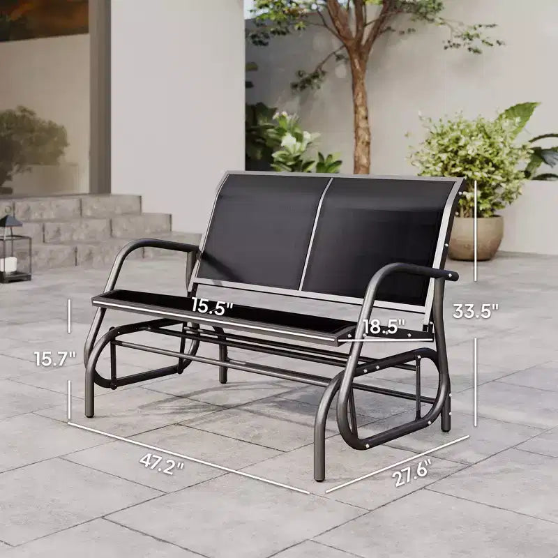 Panca a dondolo per esterni a 2 posti, sedia a dondolo doppia per patio con struttura in acciaio verniciato a polvere per giardino e portico