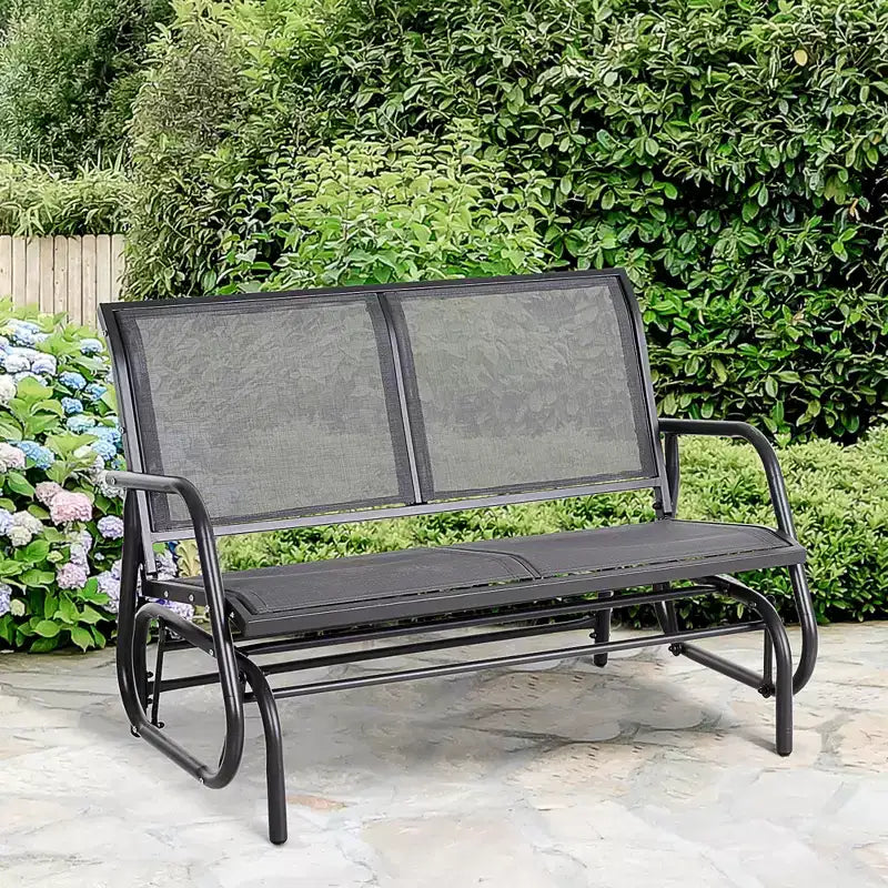 Panca a dondolo per esterni a 2 posti, sedia a dondolo doppia per patio con struttura in acciaio verniciato a polvere per giardino e portico
