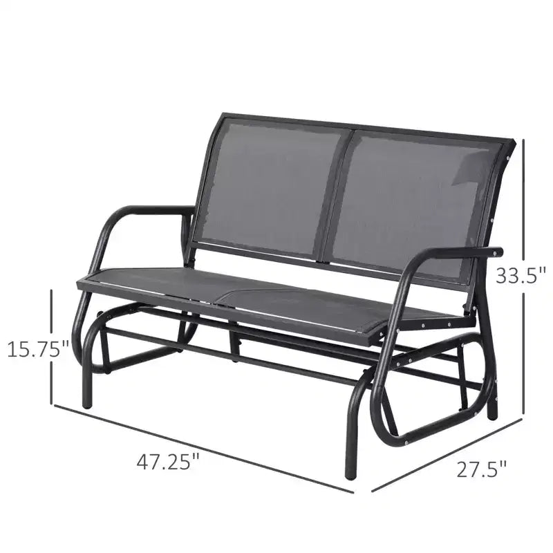 Panca a dondolo per esterni a 2 posti, sedia a dondolo doppia per patio con struttura in acciaio verniciato a polvere per giardino e portico