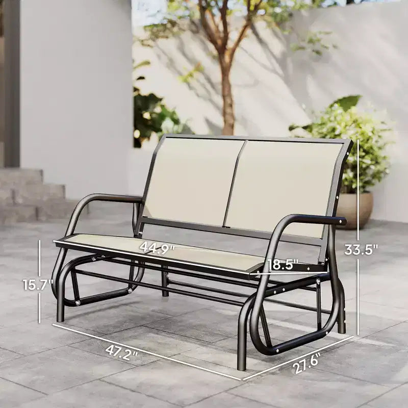 Panca a dondolo per esterni a 2 posti, sedia a dondolo doppia per patio con struttura in acciaio verniciato a polvere per giardino e portico