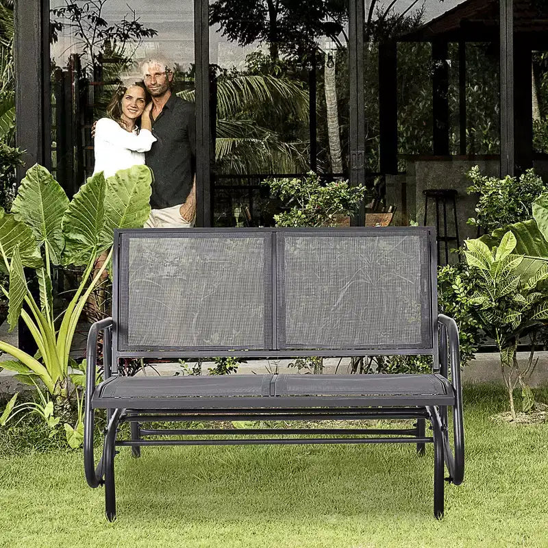 Panca a dondolo per esterni a 2 posti, sedia a dondolo doppia per patio con struttura in acciaio verniciato a polvere per giardino e portico