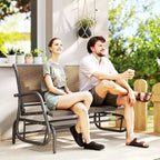 Panca a dondolo per esterni a 2 posti, sedia a dondolo doppia per patio con struttura in acciaio verniciato a polvere per giardino e portico