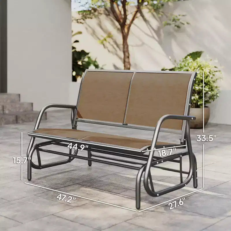 Panca a dondolo per esterni a 2 posti, sedia a dondolo doppia per patio con struttura in acciaio verniciato a polvere per giardino e portico
