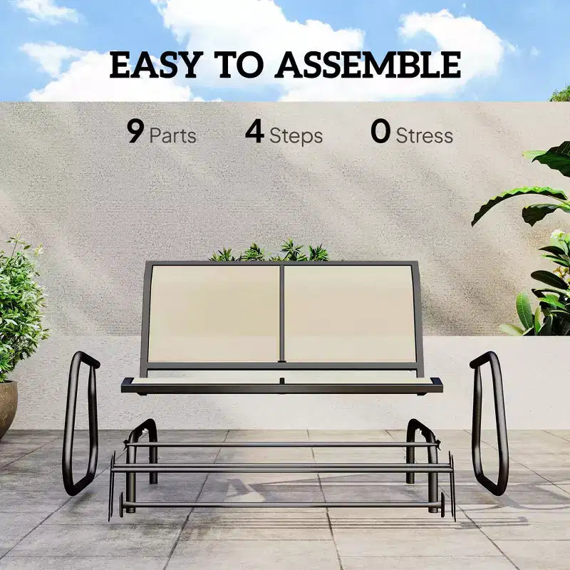 Panca a dondolo per esterni a 2 posti, sedia a dondolo doppia per patio con struttura in acciaio verniciato a polvere per giardino e portico
