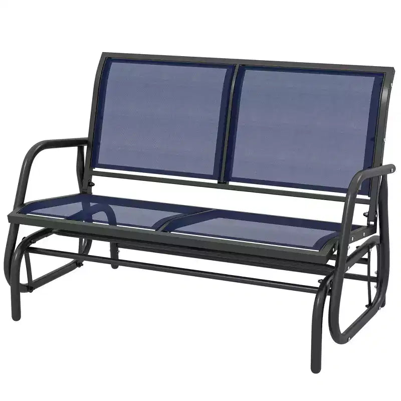 2-Person Outdoor Glider Bench, Patio Double Swing Rocking Chair Loveseat w/Powder Coated Steel Frame for Backyard Garden Porch