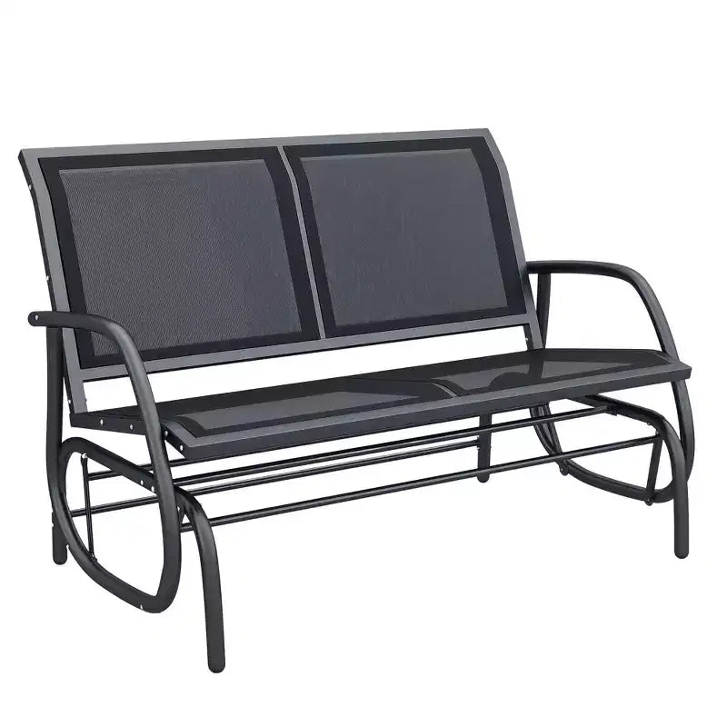 2-Person Outdoor Glider Bench, Patio Double Swing Rocking Chair Loveseat w/Powder Coated Steel Frame for Backyard Garden Porch