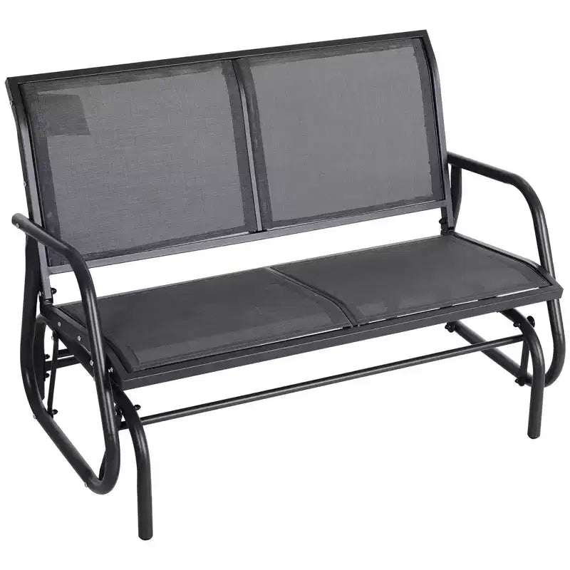 2-Person Outdoor Glider Bench, Patio Double Swing Rocking Chair Loveseat w/Powder Coated Steel Frame for Backyard Garden Porch