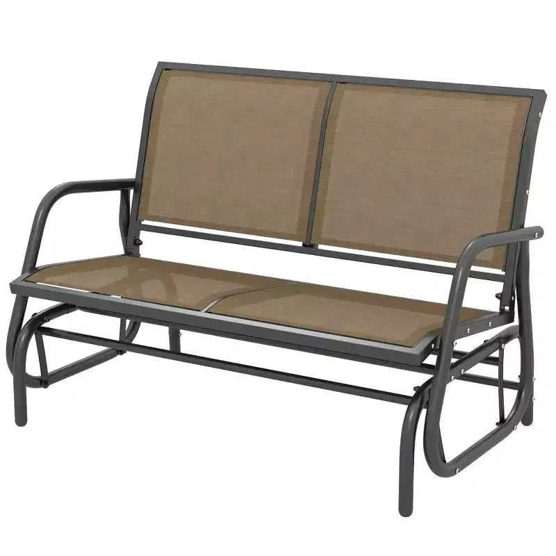 2-Person Outdoor Glider Bench, Patio Double Swing Rocking Chair Loveseat w/Powder Coated Steel Frame for Backyard Garden Porch