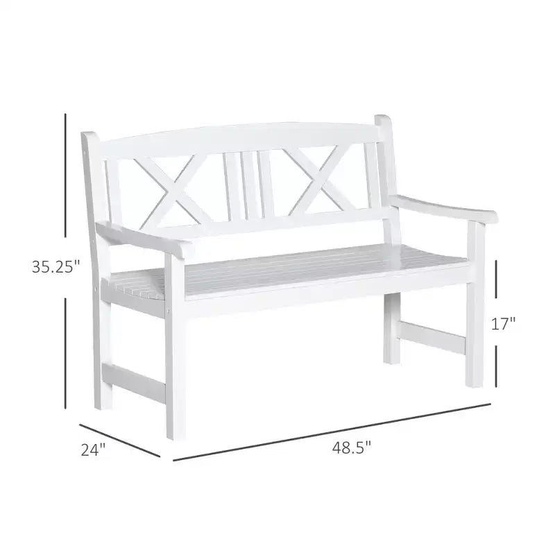2-Seater Wooden Garden Bench, 4FT Outdoor Patio Loveseat with Unique X-Shape Back for Yard, Lawn, Porch