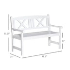 2-Seater Wooden Garden Bench, 4FT Outdoor Patio Loveseat with Unique X-Shape Back for Yard, Lawn, Porch