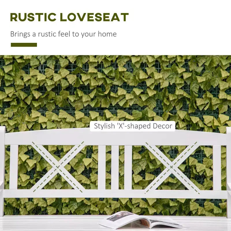 2-Seater Wooden Garden Bench, 4FT Outdoor Patio Loveseat with Unique X-Shape Back for Yard, Lawn, Porch