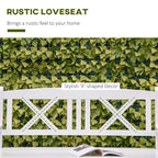 2-Seater Wooden Garden Bench, 4FT Outdoor Patio Loveseat with Unique X-Shape Back for Yard, Lawn, Porch