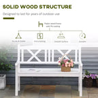 2-Seater Wooden Garden Bench, 4FT Outdoor Patio Loveseat with Unique X-Shape Back for Yard, Lawn, Porch