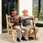 Dondolo a 2 posti in legno con design a tronchi, divanetto robusto con ampie sedute curve per patio, giardino