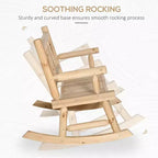 Dondolo a 2 posti in legno con design a tronchi, divanetto robusto con ampie sedute curve per patio, giardino