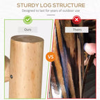 Dondolo a 2 posti in legno con design a tronchi, divanetto robusto con ampie sedute curve per patio, giardino