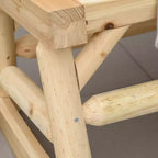 Dondolo a 2 posti in legno con design a tronchi, divanetto robusto con ampie sedute curve per patio, giardino