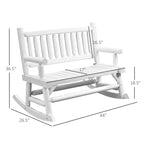 Dondolo a 2 posti in legno con design a tronchi, divanetto robusto con ampie sedute curve per patio, giardino