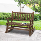 Dondolo a 2 posti in legno con design a tronchi, divanetto robusto con ampie sedute curve per patio, giardino