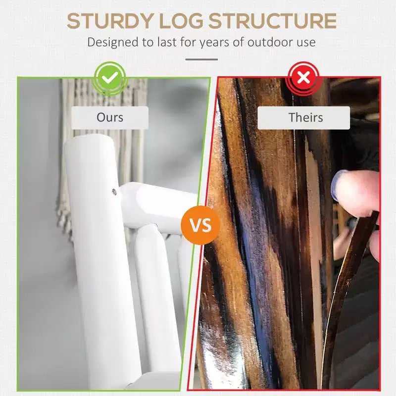Dondolo a 2 posti in legno con design a tronchi, divanetto robusto con ampie sedute curve per patio, giardino