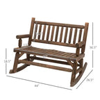 Dondolo a 2 posti in legno con design a tronchi, divanetto robusto con ampie sedute curve per patio, giardino