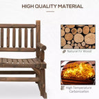 Dondolo a 2 posti in legno con design a tronchi, divanetto robusto con ampie sedute curve per patio, giardino