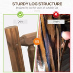 Dondolo a 2 posti in legno con design a tronchi, divanetto robusto con ampie sedute curve per patio, giardino