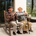 Dondolo a 2 posti in legno con design a tronchi, divanetto robusto con ampie sedute curve per patio, giardino