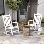 2PCs Outdoor Rocking Chair with Armrests, Fade-Resistant Waterproof HDPE for Indoor & Outdoor